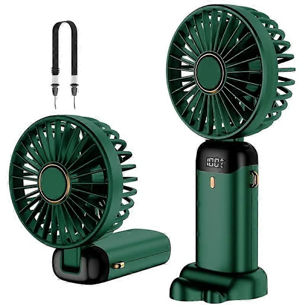 Ventilador de Mão Recarregável AQUAFORGE com cordão e base, pequeno e portátil