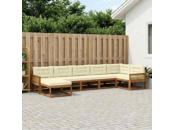 Vidaxl Conjunto De Sofás Para Exterior 7 Pcs Natural E Creme
