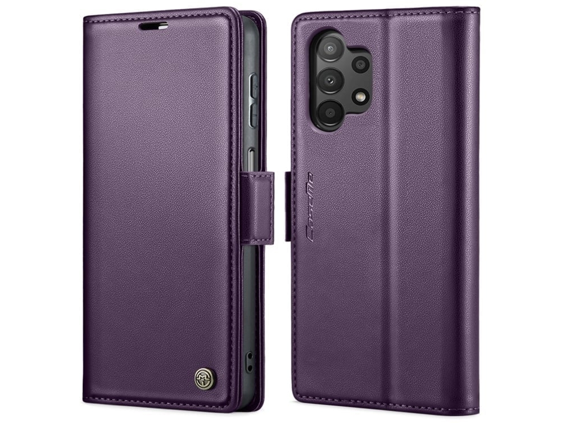 Capa Para Samsung Galaxy A04 Borboleta Fivela Litchi Textura De Telefone De Couro Rfid Antirroubo Roxo Perolado