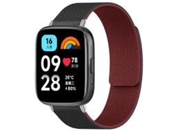 Bracelete Para Redmi Watch 3 Active / Lite - Silicone Magnético - Textura De Lichia Preto E Vermelho