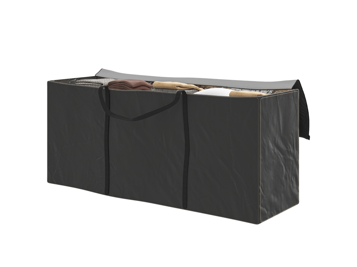 Saco De Arrumação Para Almofadas De Jardim, Capa Para Almofada Exterior Em Tecido Oxford Com Alças, 175 X 55 X 75 Cm, Preto