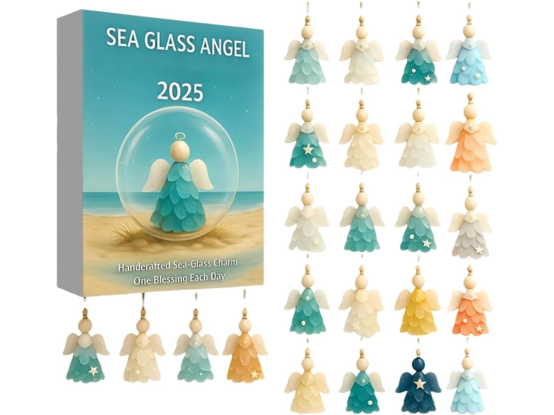 Calendário Do Advento 2025 - Pingente De Anjo Em Vidro Marinho 2d |