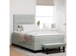 Vidaxl Cama Box Com Cabeceira Cinzento-claro 190 X 120 Cm Veludo