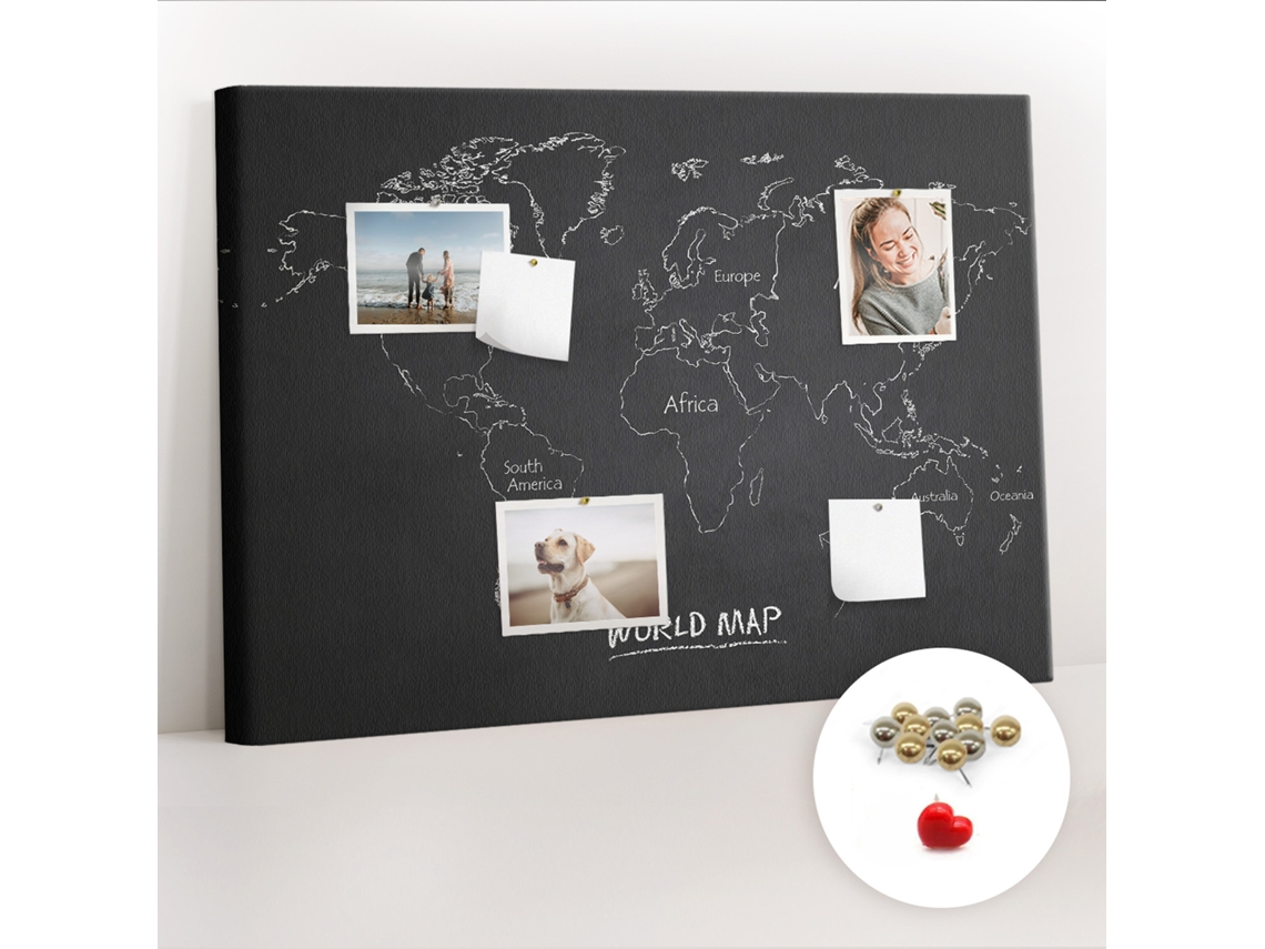 Quadro De Cortiça Países Do Mapa-múndi Para O Escritório Espelharte (70x100 Cm)