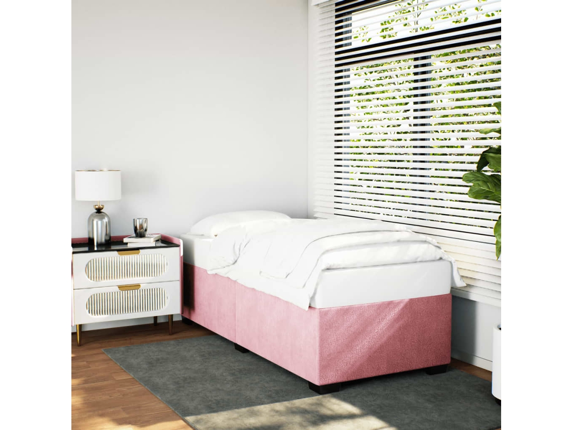 Vidaxl Estrutura De Cama 100x200 Cm Veludo Rosa