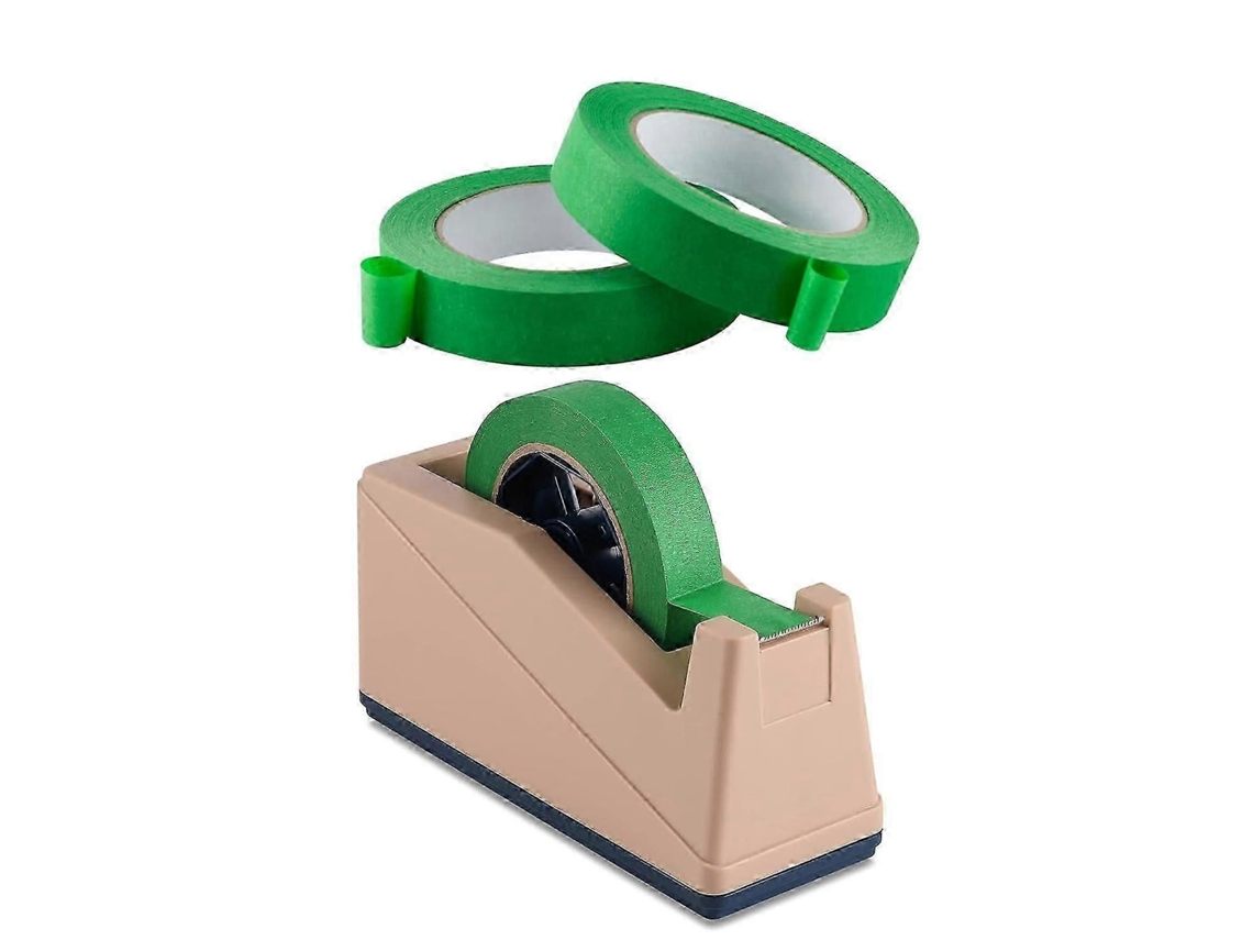 Kit Com 2 Fitas Adesivas Verdes Para Pintura De 2,5 Cm E Dispensador Fita Térmica Sublimação
