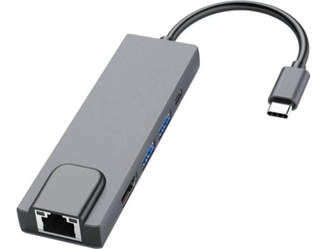 Adaptador HOWEI Type-C 5-in-1 with HDMI Network (Cinzento)