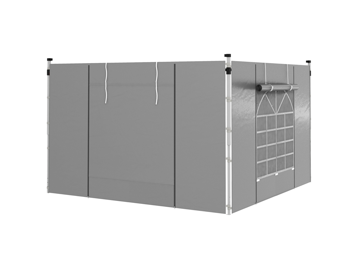 Painéis Laterais Cinza 2 Unidades 300x200cm, Com Janela Enrolável E Porta, Compatível Com Tendas 3x3m E 3x6m De Exterior