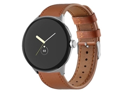 Bracelete para Google Pixel Watch Round Tail Faixa de Relógio de Couro Genuíno Marrom VENISYMLIS