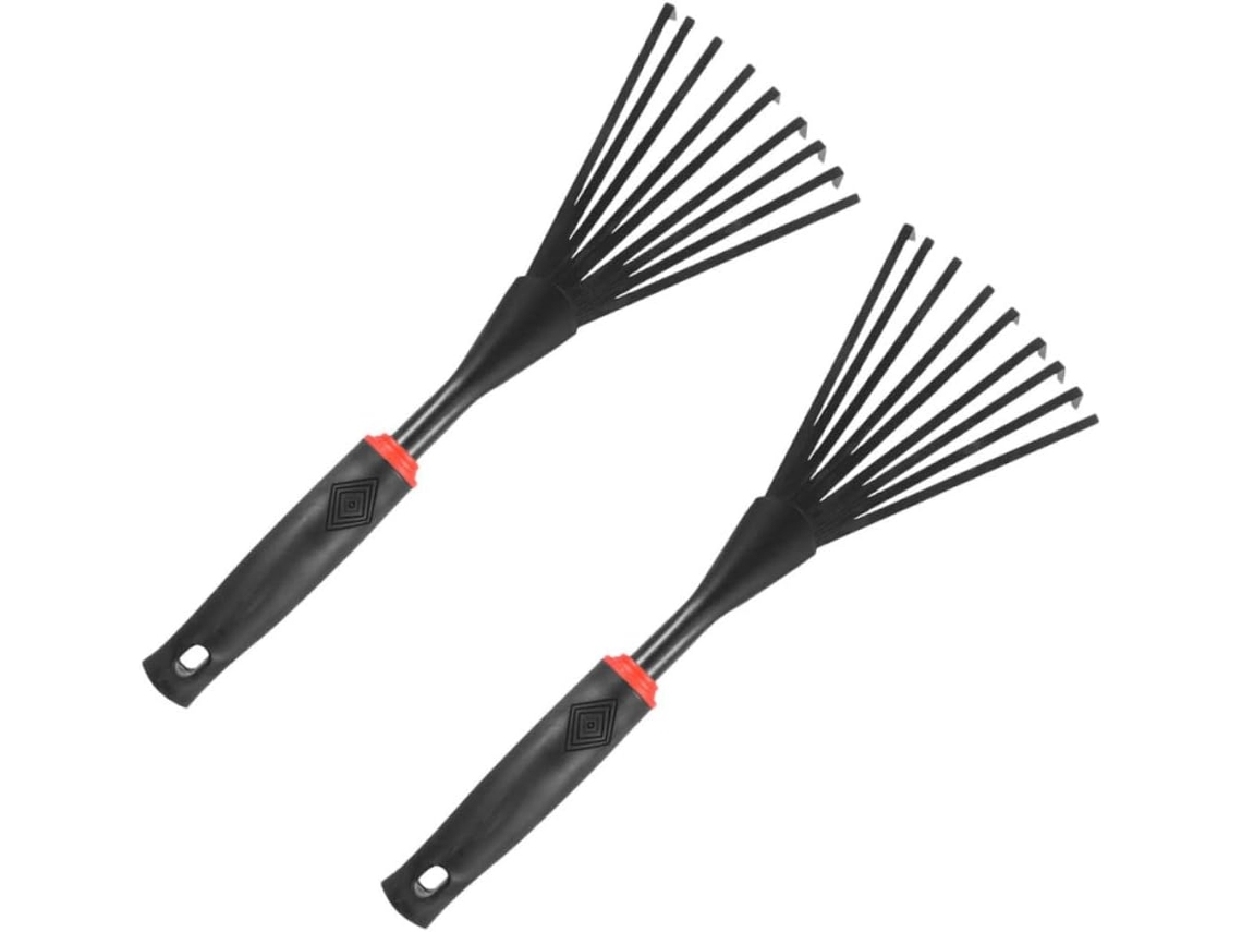 Conjunto de 2 Pequenos Ancinhos Portáteis com Dentes e Cabo Ergonômico