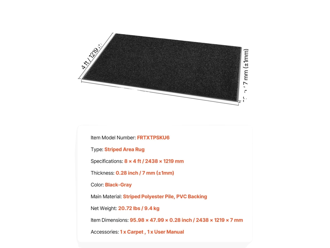 Tapete, Uso Interno E Externo, Design Antiderrapante, 8x4ft