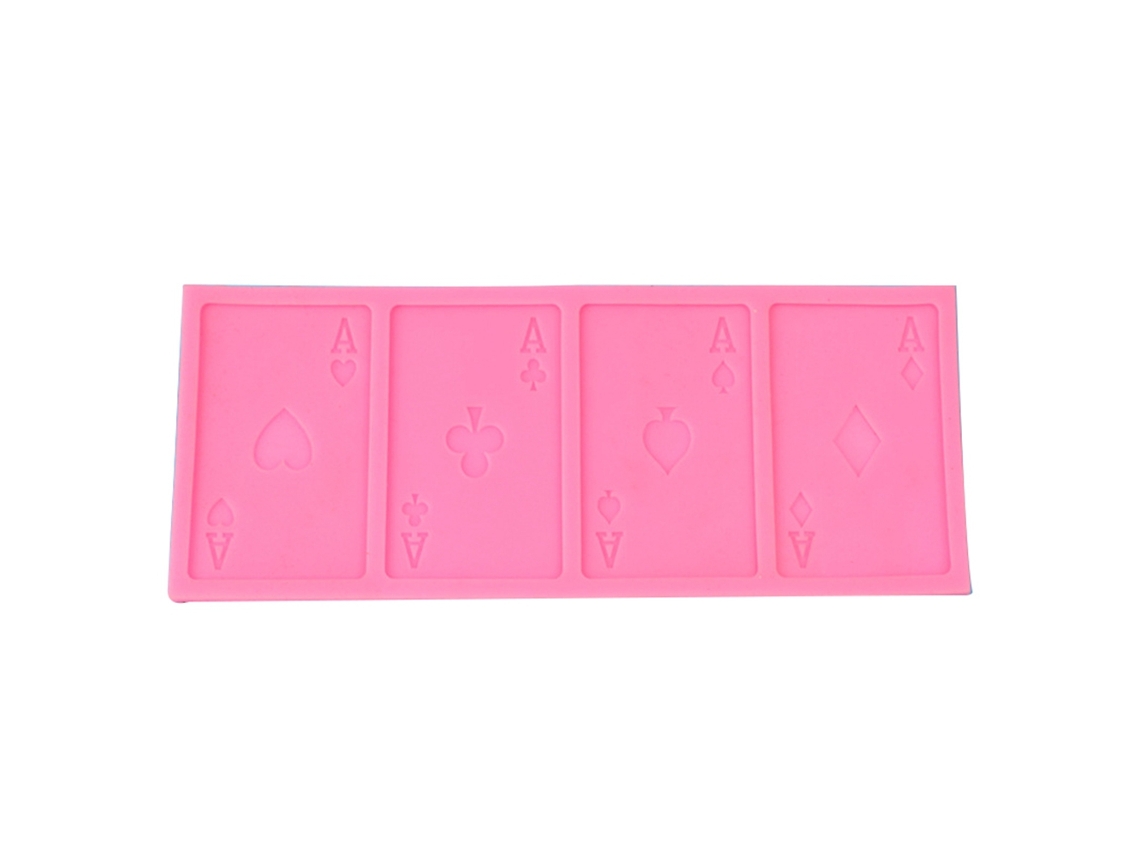 Moldes De Silicone Para Assar Bolos Em Formato De Poker, Com Massa De Chocolate E Açúcar. Cores Rosa, Cinza (aleatório)