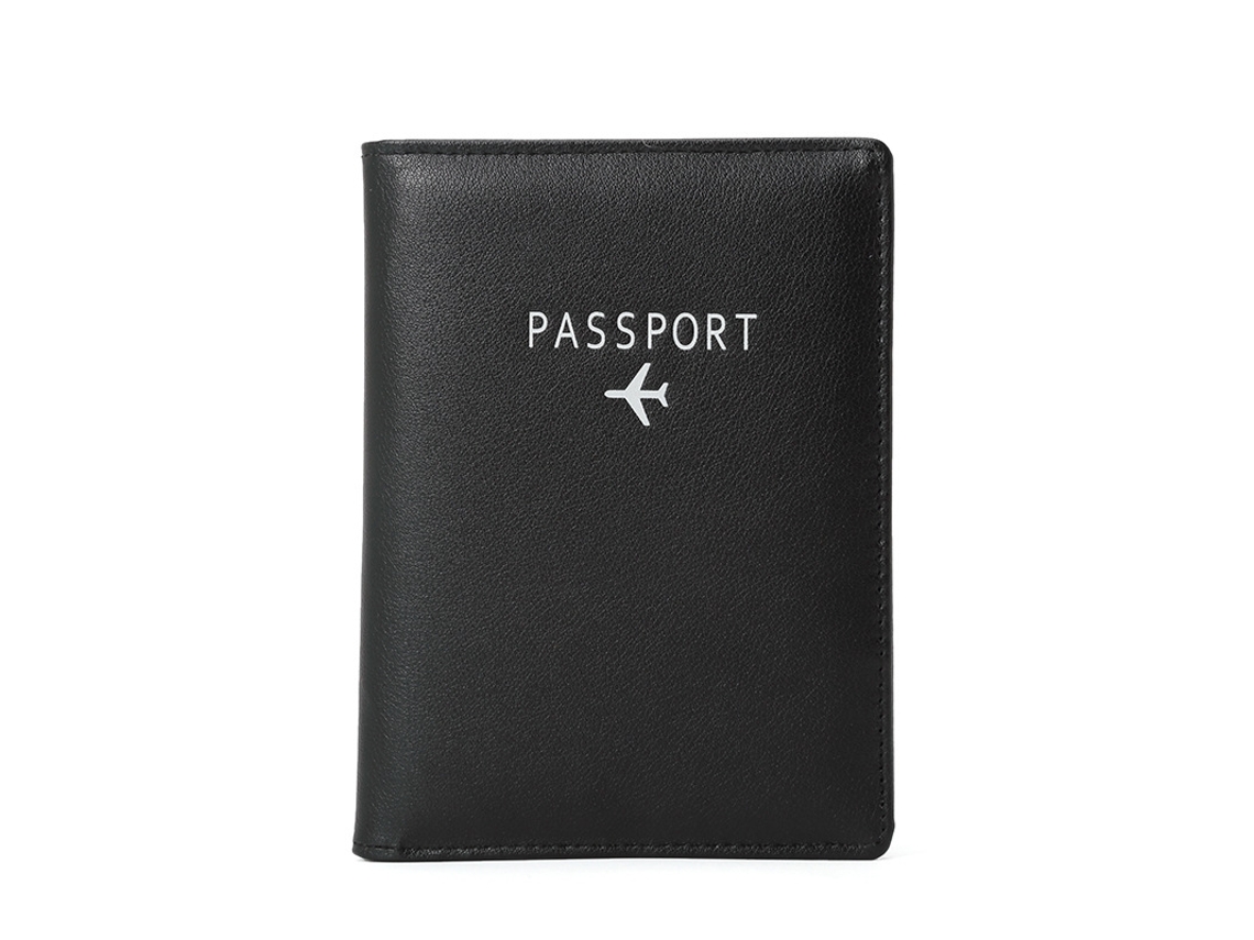 Porta-passaporte Em Couro Pu, Porta, Identificação Rfid Preto