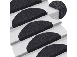Vidaxl Tapetes De Escada Autoadesivos 10 Peças 65x21x4 Cm Pretos Semicirculares Grandes
