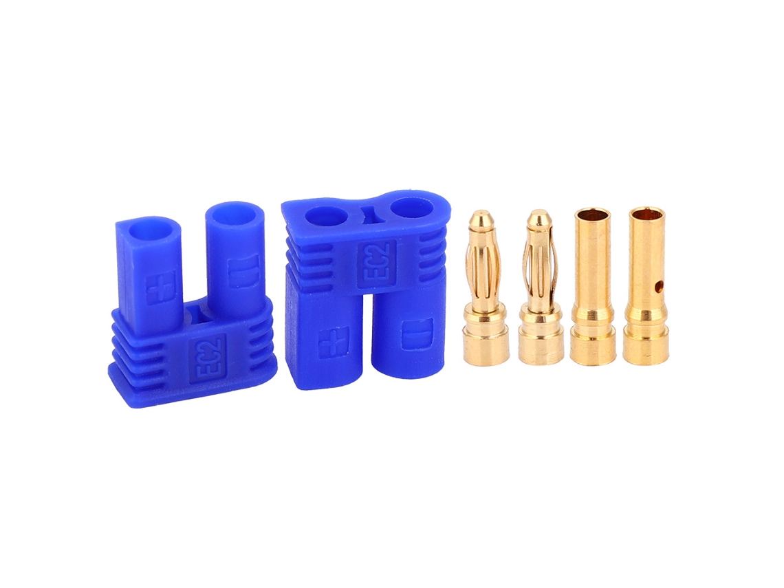 5 Conjuntos Conector Ec2 Bateria De Lítio Avião Plug Bullet 2.0mm Azul