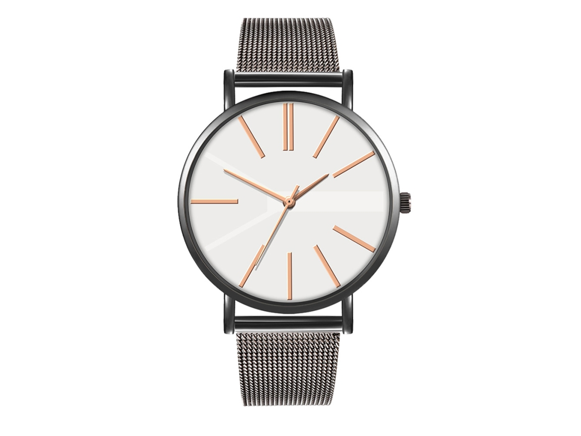 Reloj De Moda Para Parejas Con Correa De Malla Dial Redondo Cuarzo Unisex