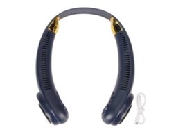 Ventilador De Cuello Colgante Sin Aspas, Silencioso, Recargable Por Usb, 3 Velocidades Ajustables, Portátil, Para Viajes Al Aire Libre, Color Azul