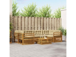 Vidaxl Conjunto De Sofás Para Exterior 7 Unid. Natural E Bege