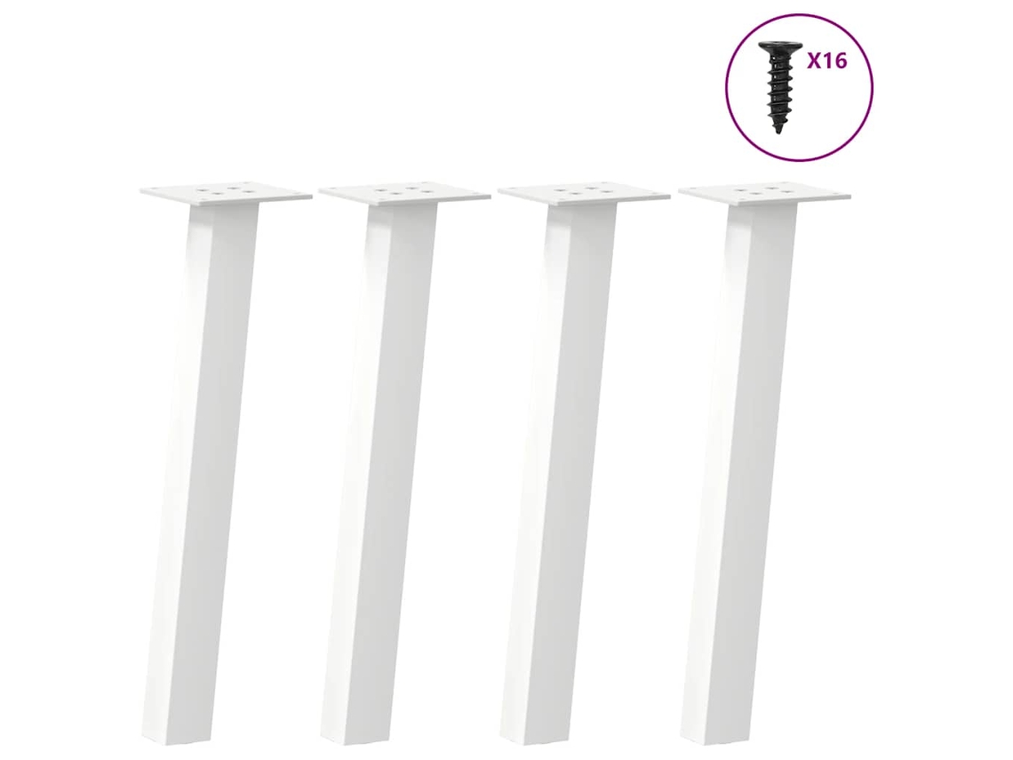 Vidaxl Pés Para Mesa De Centro 4 Peças, Branco, 30 Cm, Aço