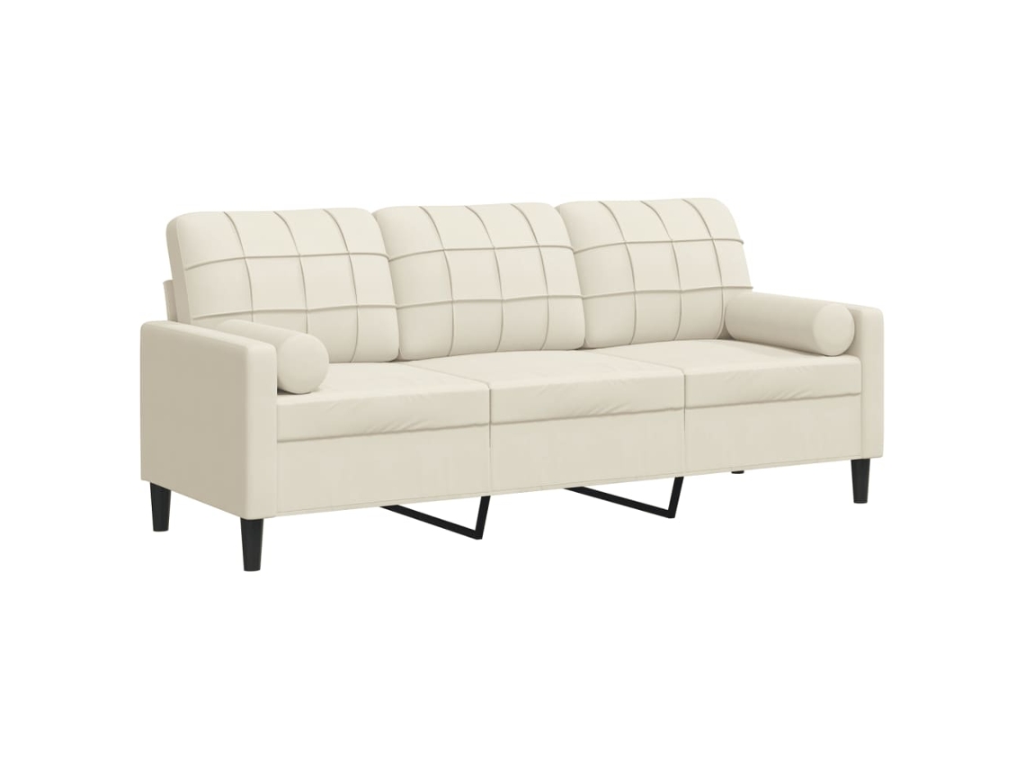 3-seater Sofa, 3-seater Sofas Vidaxl Creme Veludo (n/a)