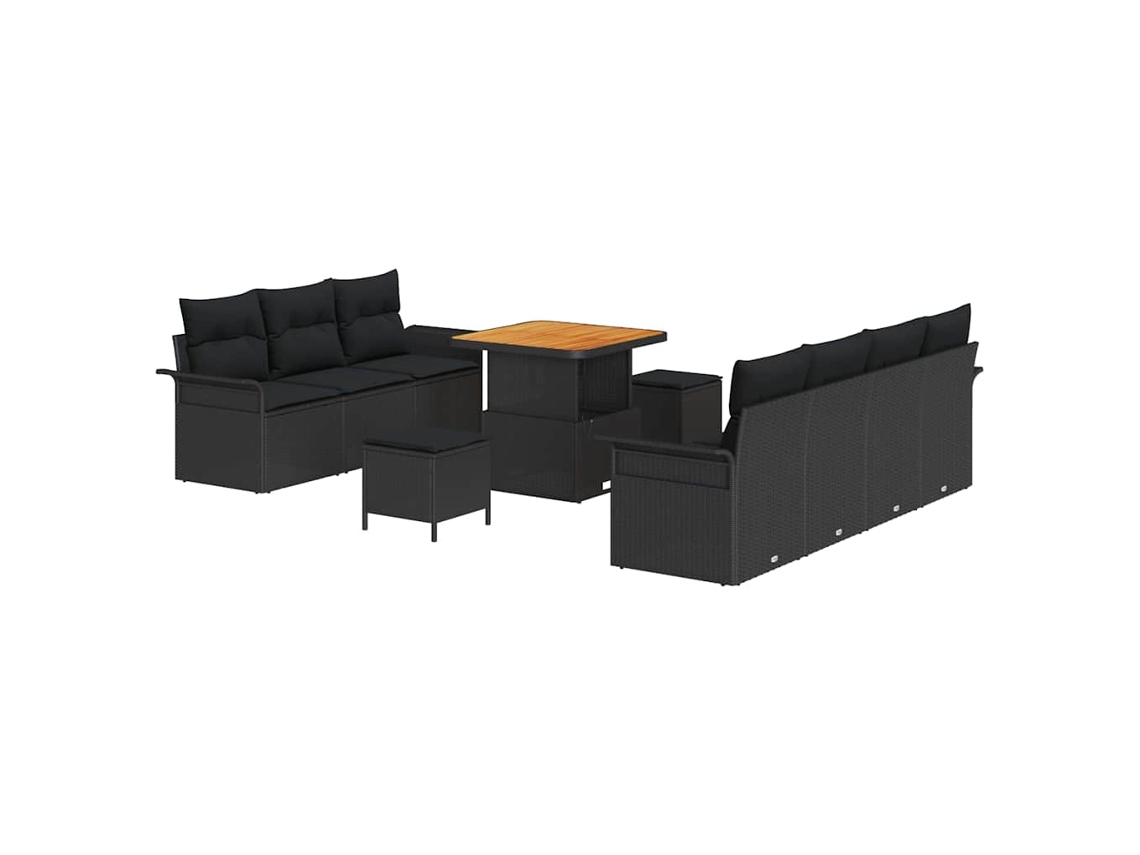 Maison Exclusive - Conjunto De Sofá De Jardim Com Almofada 10 Pcs Preto