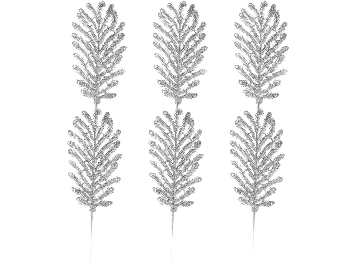 Conjunto de 6 pingentes criativos de cauda artificial prateada para decoração e artesanato.