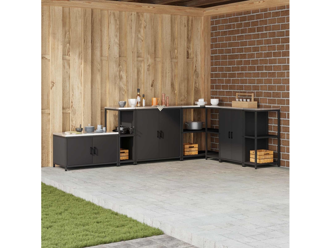 Vidaxl Estante De Cozinha Hattem Preto 30 X 50 X 92 Cm Aço