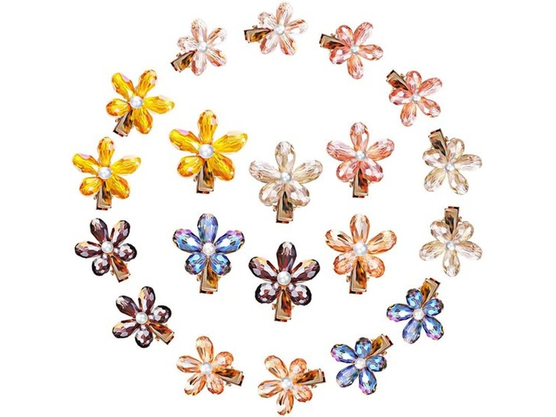 Acessórios De Cabeça - Mini Flor - 21 Unidades - Imitação Cristal - Acessórios De Cabeça - Presente Para Mulheres/crianças - Dimensões 3,5 X 3 Cm - Gr