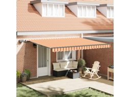 Vidaxl Toldo Retrátil Amarelo E Laranja 450 × 350 Cm Tecido E Alumínio