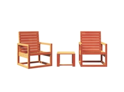 Conjunto de 3 Pcs Lounge de Jardim em Pinho Maciço Castanho Mel MAISON EXCLUSIVE