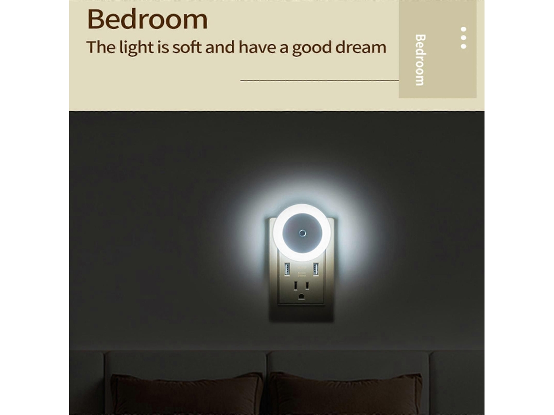 Luz Noturna Inteligente GOKOCO com Sensor de Luz e Proteção dos Olhos
