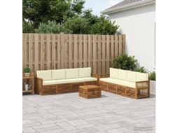 Vidaxl Conjunto De Sofás Para Exterior 9 Unid. Natural E Creme