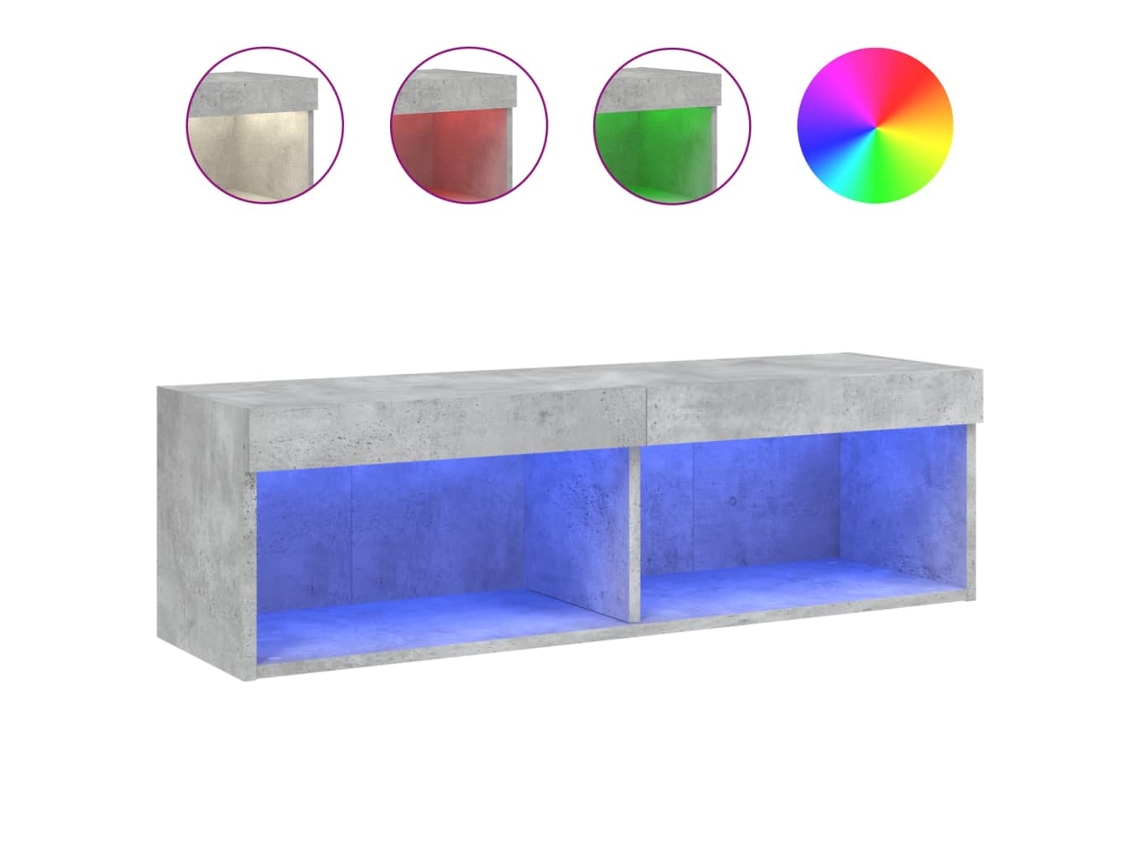Móvel de Tv com Luzes Led Cinzento Cimento MAISON EXCLUSIVE (100x30x30 cm)
