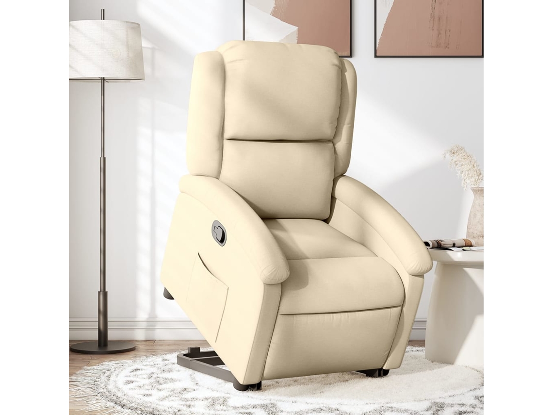 Poltrona reclinável elevatória tecido cor creme