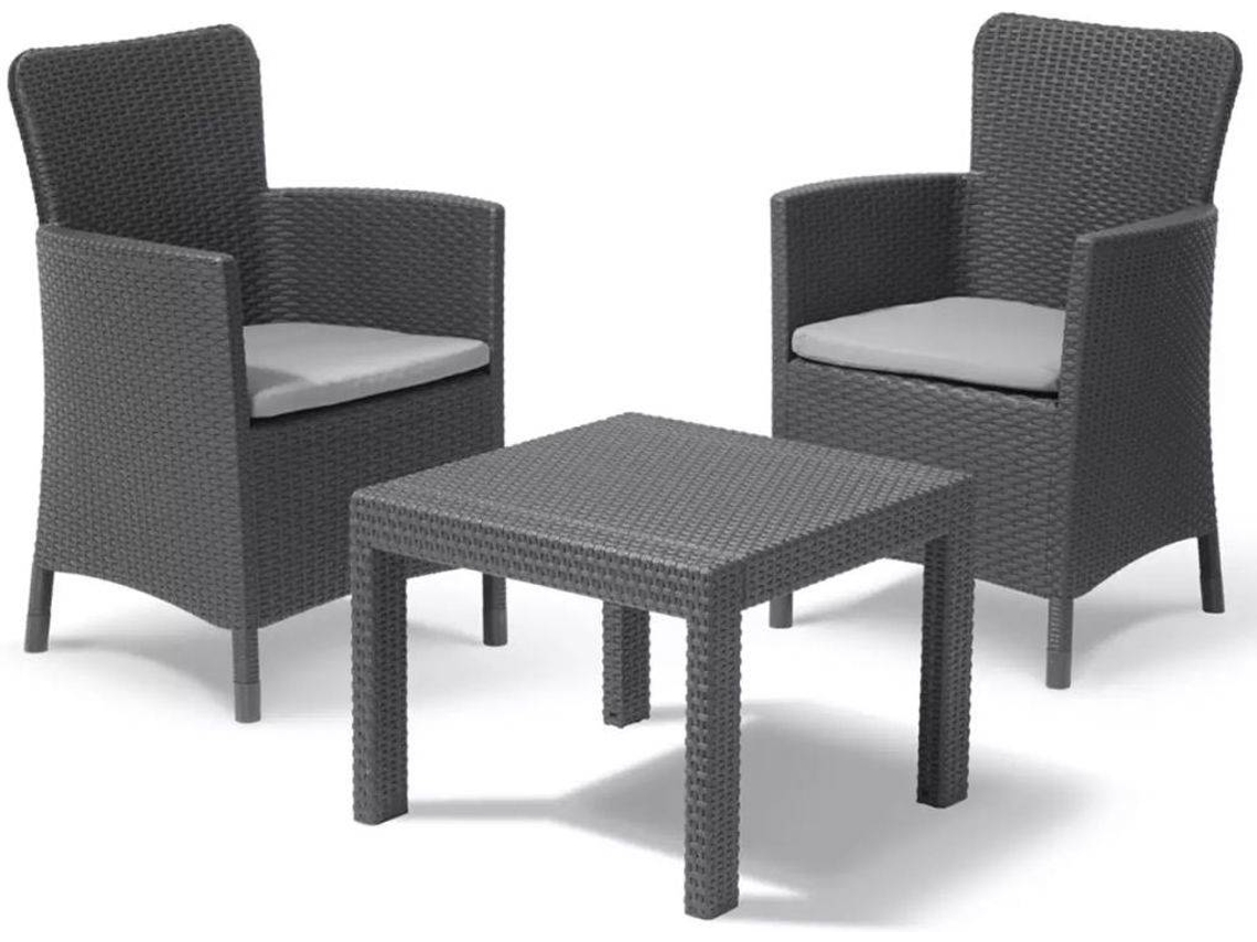 Conjunto de Jardim Salvador Grafite ALLIBERT (2 Cadeirões + 1 Mesa de Apoio )