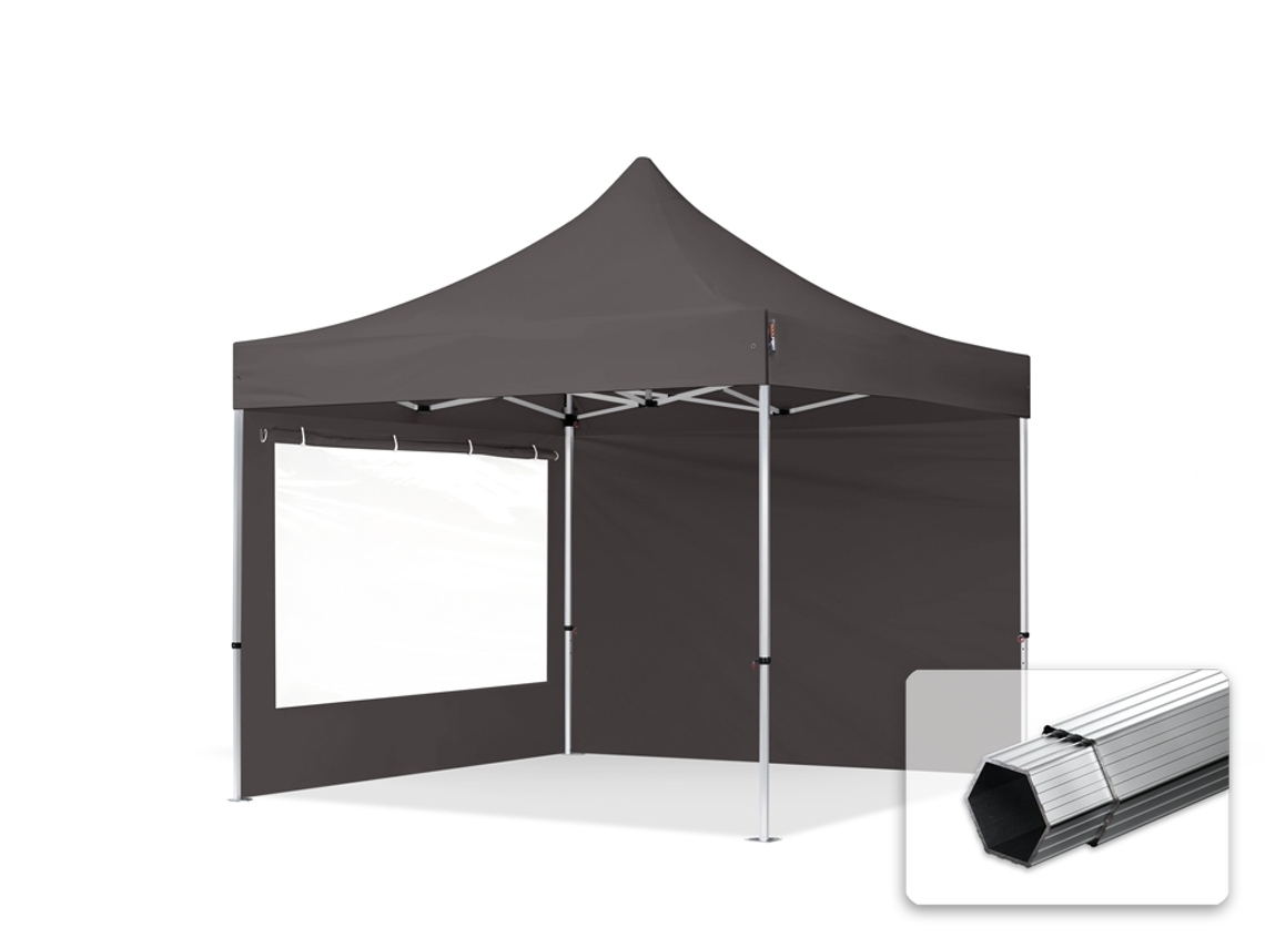 Tenda Dobrável 3x3m, Alumínio Profissional De 40 Mm, Laterais Com Janelas Panorâmicas, Cinza Escuro