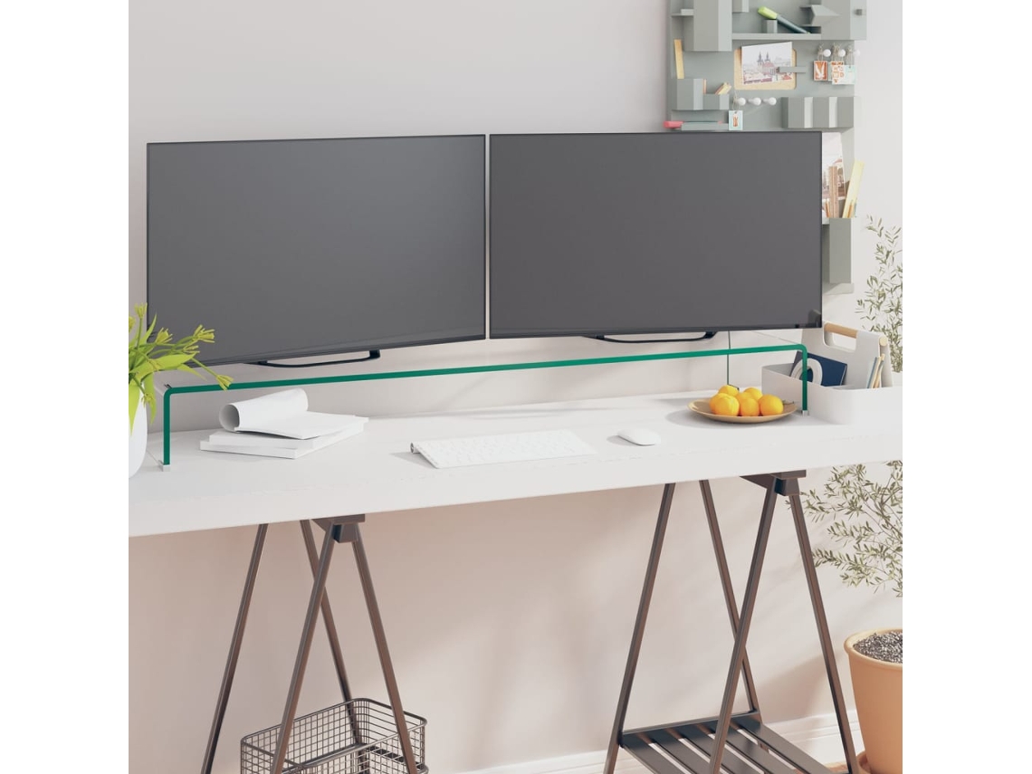 Vidaxl Suporte De Tv/monitores Em Vidro Transparente 120x30x13 Cm
