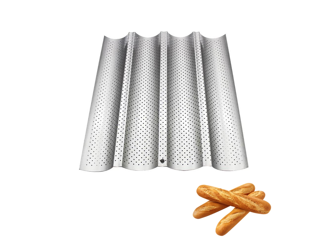 Tabuleiro Antiaderente com Furos para Pão Francês com Forma de Aço Carbono com Marca