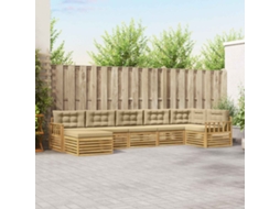 Vidaxl Conjunto De Sofás Para Exterior 7 Unid. Branco E Bege