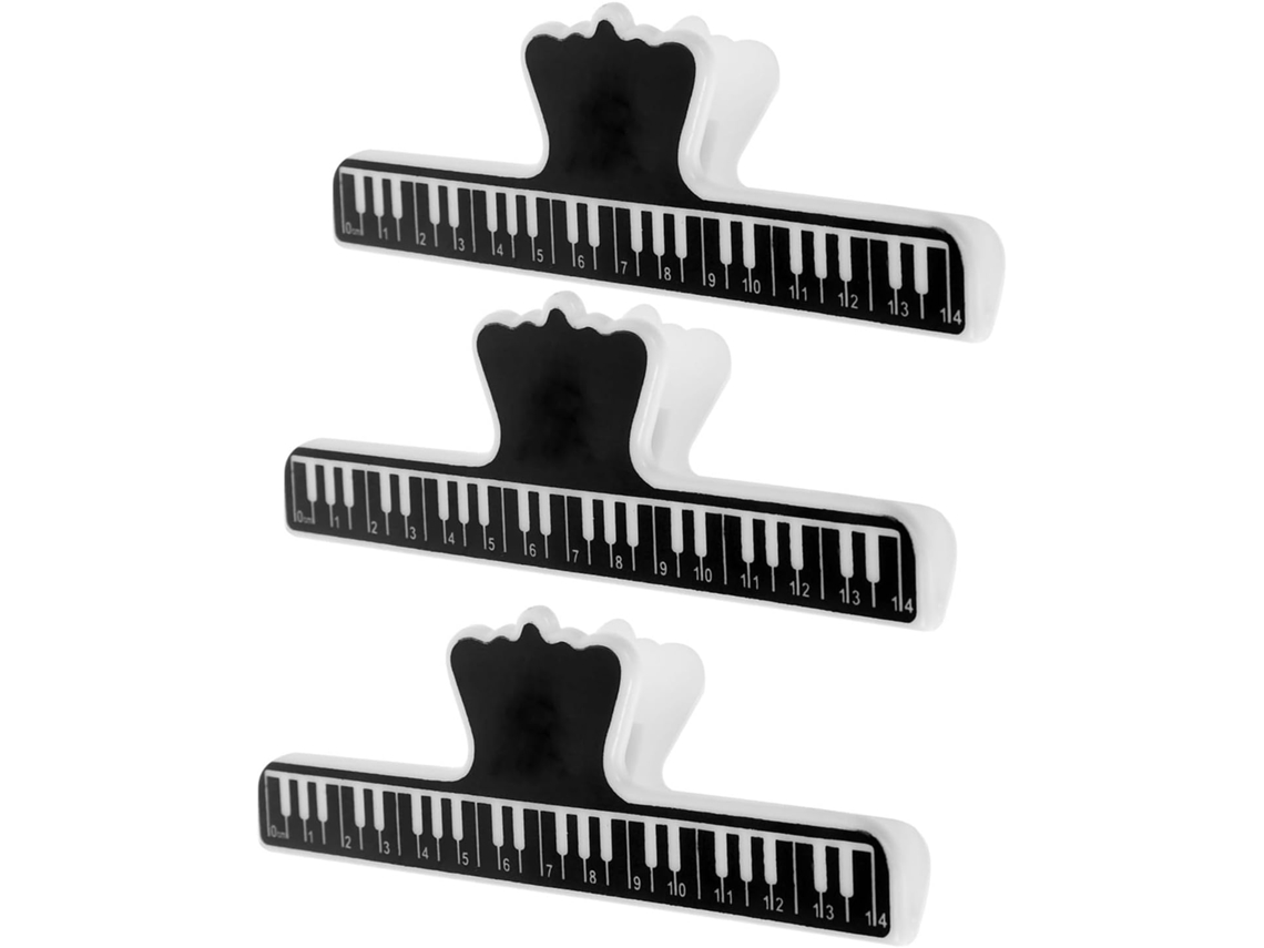 Fuoyloo 3-Large Clips para Piano Partituras, Portáteis E Duráveis, Em Abs E Ferro, Design Clássico Preto, Pacote