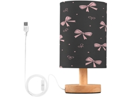 Abajur De Cabeceira Bows Led Para Quarto, Luminária De Leitura Com Portas Usb E Cúpula Tecido Para Sala Estar
