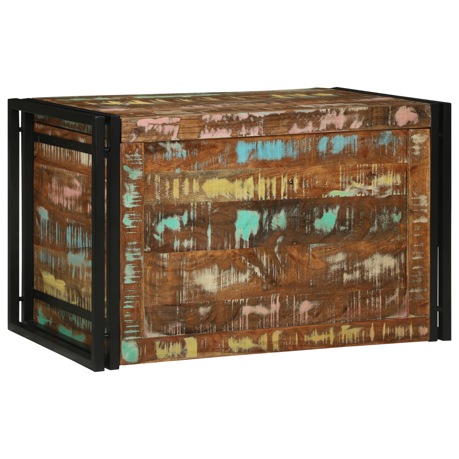 Conjunto 1 Caixa De Armazenamento Vidaxl Castanho Madeira Recuperada Maciça (80 X 50 X 50 Cm)