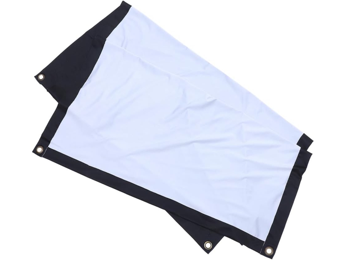 Tela de Projeção Healeved 70 Polegadas em Poliéster Branco, Antirrugas, com Borda Preta, Absorvente Luz, Dobrá