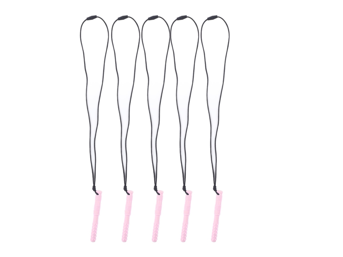 Primerox 5pcs Colar Mordedor Bebê Silicone Grau Alimentar Macio Elástico para Dentes Branco Rosa Claro