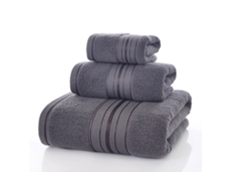 Conjunto de 3 Peças Toalhas Duráveis ​​de Puro Algodão, Alta Absorção e Suaves para a Pele,cinza Escuro,35x35cm/35x75cm/70x140cm GERTIZ