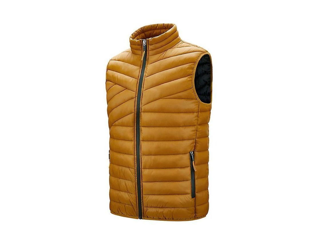 Colete sem mangas de penas para homem leve, aquecido e acolchoado no inverno, tamanho 3XL, amarelo.