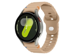 Bracelete Para Samsung Galaxy Watch 7 (40/44mm) - Silicone 20mm Com Costura Ondulada E Fivela Reversa - Chá Com Leite