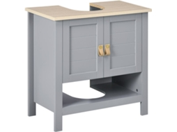 Móvel para Lavatório Pousar Mdf Cor Cinzento 60cmx30cmx60cm Kleankin