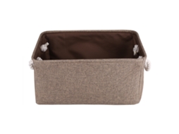 Cesta de armazenamento de têxtil dobrável com alças para brinquedos, roupas, marrom, 41x32x20cm S/MARCA