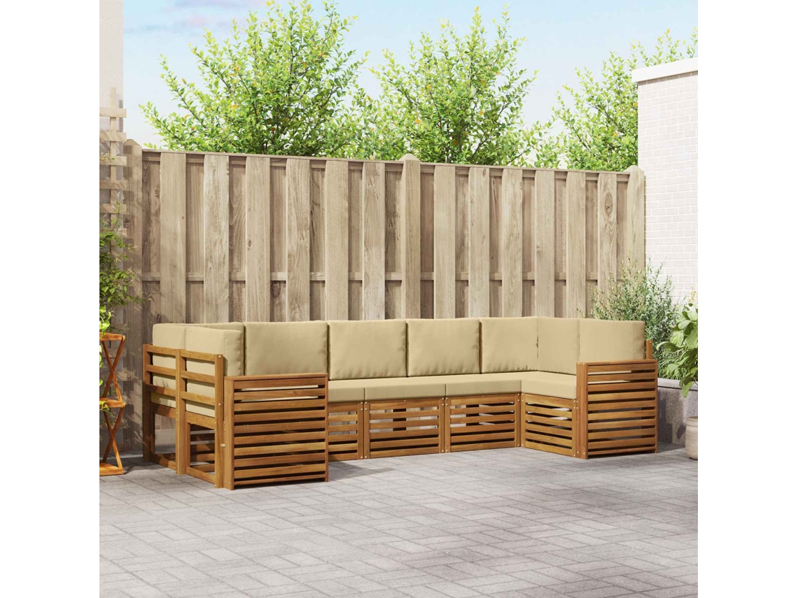 Vidaxl Conjunto De Sofás Para Exterior 7 Unid. Natural E Bege